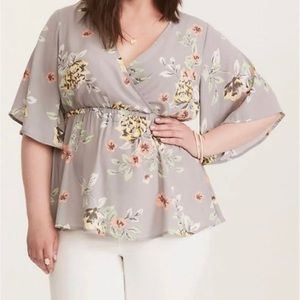Torrid Lily Floral Faux Wrap Blouse